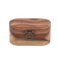 Scatola per plettri in legno ovale fatta a mano con fibbia in bronzo vintage e venature - Scatola per Plettri (Plettri Non Inclusi)