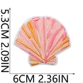 Detailed size chart for pink gradient shell embroidery patch showing 6cm x 5.3cm dimensions - Pink Shell