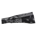 Elastic men's sports headband with black and white paisley print for running and fitness - Black