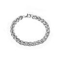 Silver dragon bone chain bracelet with lobster clasp and polished woven metal texture - Corn Chain Dragon Bone Style / 21cm / Silver