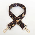 Adjustable leopard print bag strap with golden metal hooks for crossbody bags - Brown