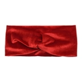 Dark red velvet twist headband for women with premium soft plush texture and wide design - Red