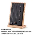 Bamboo jewelry display stand with black leather finish for necklaces 17x25cm size - Black Leather