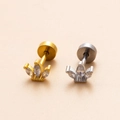Crown shape 20G stainless steel helix studs with marquise zircon in gold and silver - Silver Crown Style (1#)