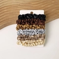 6-pack of satin scrunchies in earth tones and metallic colors on display card - 6 Colors 12Pcs Classic Small Set