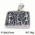 Zilveren Egyptische farao hanger met hiërogliefen, rechthoekig, 39x37mm 36g - Staal Kleur (Alleen Hanger) (KP109169-KJX)