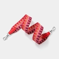 Colorful geometric woven shoulder strap with red lychee leather and silver metal clips - Red With Silver Buckle
