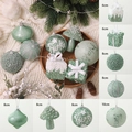 Set di ornamenti natalizi verde menthe e bianco con glitter e scritte festive - 6-10cm Misto / Verde Stile-A Set di 8