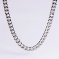 Detailed view of silver polished stainless steel Cuban link chain with glossy finish - 6.5mm Steel Color