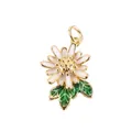 Pendentif marguerite avec pétales blancs et feuilles en émail vert pour bijoux DIY - Style D / Or