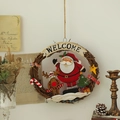 Ghirlanda di Natale con Babbo Natale e renna su decorazione da parete in rattan - Ghirlanda Di Babbo Natale - Piccola