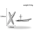 Silver geometric X-shaped cross earrings in stainless steel showing 3.04cm height - Silver X-Shape