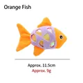 Orange plush fish cat toy with purple mesh and catnip, 11.5cm long and 9g weight - Orange Fish
