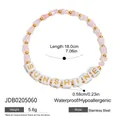Perlenarmband mit rosa Steinen und SUNSHINE-Buchstaben aus goldfarbenem Edelstahl - SUNSHINE Buchstabe Rosa Perlenarmband (JDB0205060)