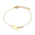 Elegant gold stainless steel bracelet featuring a minimalist uppercase K letter charm - Letter K(KB116107-K)