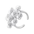 Macro shot of silver sunflower ring with clear crystals and adjustable band - White Gold 8-Petal Flower Style (VJ708)