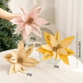 Sparkling pink artificial Christmas flower 26cm with sequins for festive decoration - 26cm / Light Gold + Gold + Light Pink