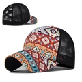 Berretto da baseball colorato per coda di cavallo con stampa geometrica e rete traspirante - Regolabile / Coda di cavallo a piccoli rombi
