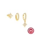 S925 sterling silver octagonal star and opal earring set in a gold finish with zircon - 925 Silver / Gold #4