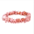 Handmade elastic bracelet featuring irregular pink quartz and natural shell stones - Pink