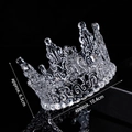 Elegant crystal crown cake topper with ornate hollow pattern, 10.4cm diameter base - Plastic Crystal Crown White Transparent