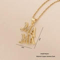 Golden MAMA heart necklace in copper stainless steel, size 2cm x 2cm, weighing 4g - MAMA Script Letter Style (8#)