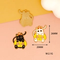 Detailed view of Halloween black cat charms showing size dimensions 26x20mm and materials - Pumpkin Cat / Black