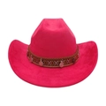 Hot pink suede western cowboy hat with bohemian woven band and metallic sequins - Rose Red