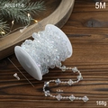 5M roll of iridescent transparent acrylic bead chain with AB coating for Christmas tree decor - Iridescent Faceted Beads / 5m