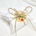 White pillow-shaped gift box with brown twine bow and Thank You heart sticker - Box with Hemp Rope / White
