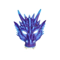 Blue and purple 3D dragon mask with detailed scales and spikes for Halloween parties - One Size / Purple