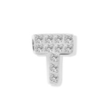 Sparkling silver T letter charm with pave micro-set cubic zirconia for DIY jewelry - Letter T - Steel Color