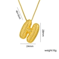 Puffy golden 'H' letter necklace with sparkling cubic zirconia on a 40+5cm chain - Letter H
