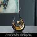 Modern abstract Phoenix sculpture in black and gold finish, sized 13.5x5.5x24cm - Phoenix Flight - Black Gold Short