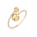 Gouden armband met dubbele kristallen bollen en flexibel ontwerp op witte achtergrond - Gouden Ronde Kraal Armband