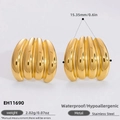 Orecchini a cerchio in acciaio inossidabile dorato con texture a pieghe multistrato - EH11690G Texture Croissant / Oro