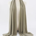 Olive green chiffon hijab scarf for women with elegant drape and fine edge stitching - 30