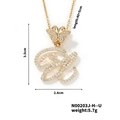 Gold plated butterfly letter H necklace pendant with sparkling cubic zirconia inlay - Butterfly Letter U Pendant Style (N00203J-H--U)