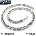 Collier chaîne gourmette en acier titane 710mm de long 8mm de large avec fermoir mousqueton - 710mm x 8mm