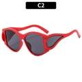 Y2K large frame red sunglasses in wing shape with gray lenses for outdoor fashion - Red Frame Grey Lens