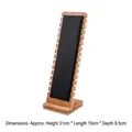 Bamboo necklace display stand with 14 slots and black faux leather finish, 31cm height - Tall Slim Black PU Leather