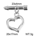 Polished silver heart toggle clasp set for DIY jewelry making with T-bar and ring components - Silver Hollow Heart (KLJ7469-Z)