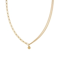 Minimalistische gouden titanium ketting met asymmetrische schakels en gepolijste bedel - Goud