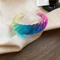 Rainbow gradient acrylic twist bangle with a stylish open cuff design and colorful finish - Style 61 (Threaded)