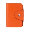 Portacarte in vera pelle arancione con chiusura a bottone automatico e design sottile - Rosso Marrone