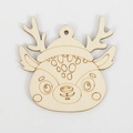 Unfinished reindeer head wood cutout with laser engraved details for DIY Christmas crafts - Deer Head (10) / 10 Pieces Pack