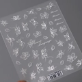 5D embossed nail art stickers TS-3482 featuring delicate white floral line designs - Fine Flower Cluster Style(TS-3482)