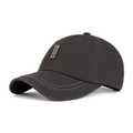 Cappellino da baseball vintage in tela marrone lavata con cuciture a onda e toppa con borchie - Regolabile / Grigio