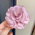Pink fabric rose hair claw clip for women's elegant updo hairstyles in 2025 style - 240 Flower Hair Clip - Pink