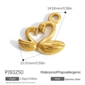 Golden stainless steel swan heart pendant charm with waterproof and hypoallergenic features - Swan Heart Pendant PJ93250